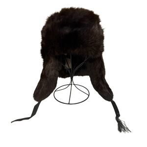 Vintage Leningrad Russian Ushanka Trapper Hat Fur Brown Winter Warm Gorpcore OS